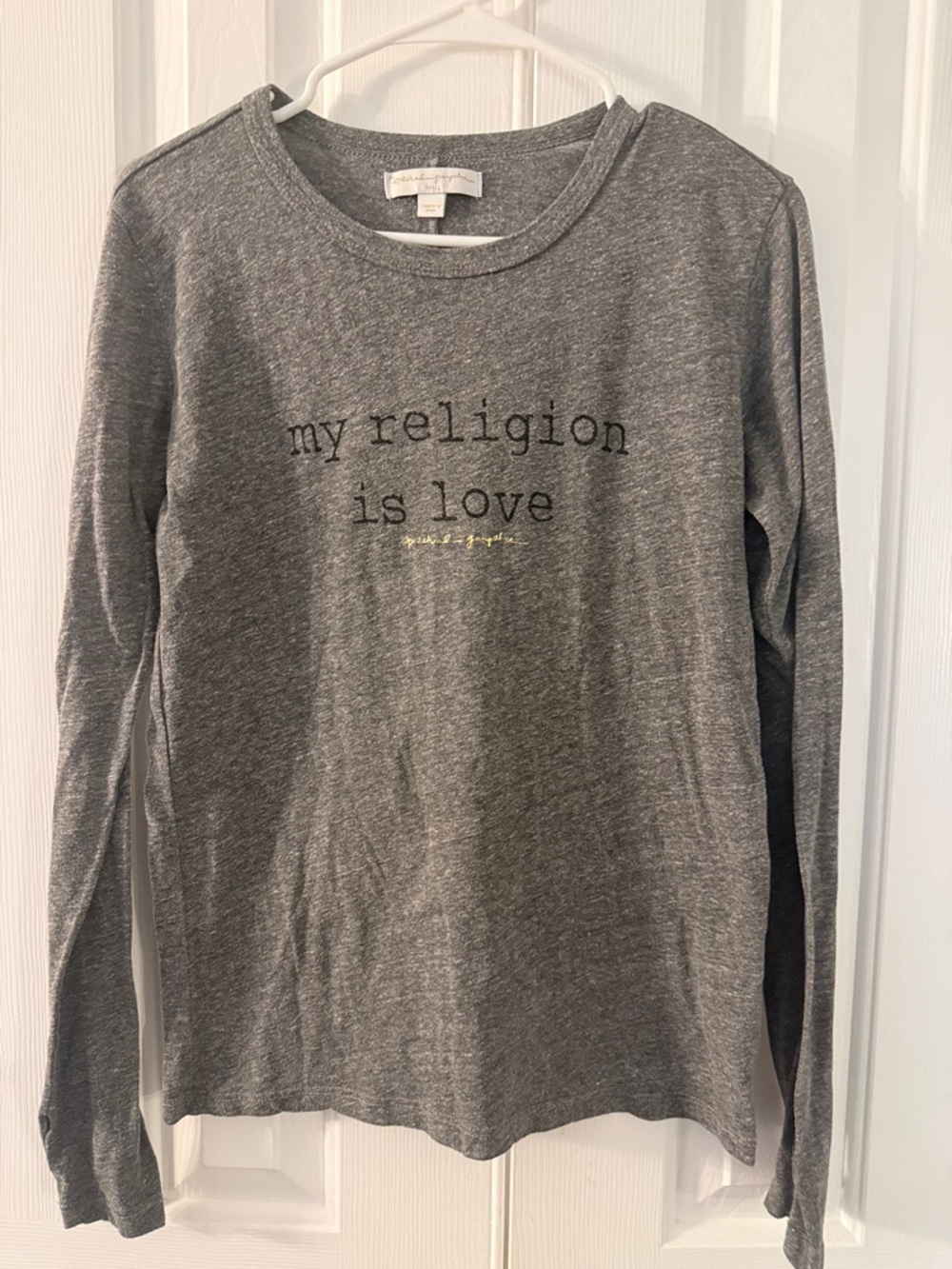 Spiritual gangster Long-Sleeve Gray Graphic Tee - My Religion Is Love